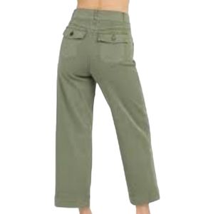 Spanx Stretch Twill Crop‎ Wide Leg Pullon Pant In Olive Green Size Medium